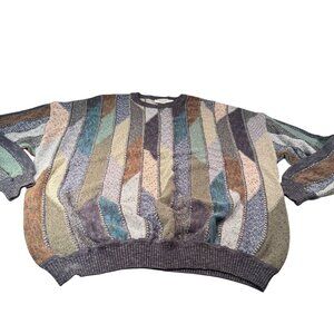 Vintage St Croix Knits Coogi Style Sweater Mens Vintage Cotton Geometric Striped